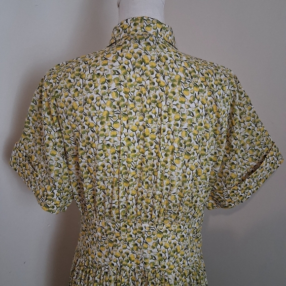 J. Crew Fitted Waist Shirtdress In Butter Yellow with Liberty Fabric Size 12 - Picture 9 of 13